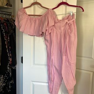 Pink linen free people set